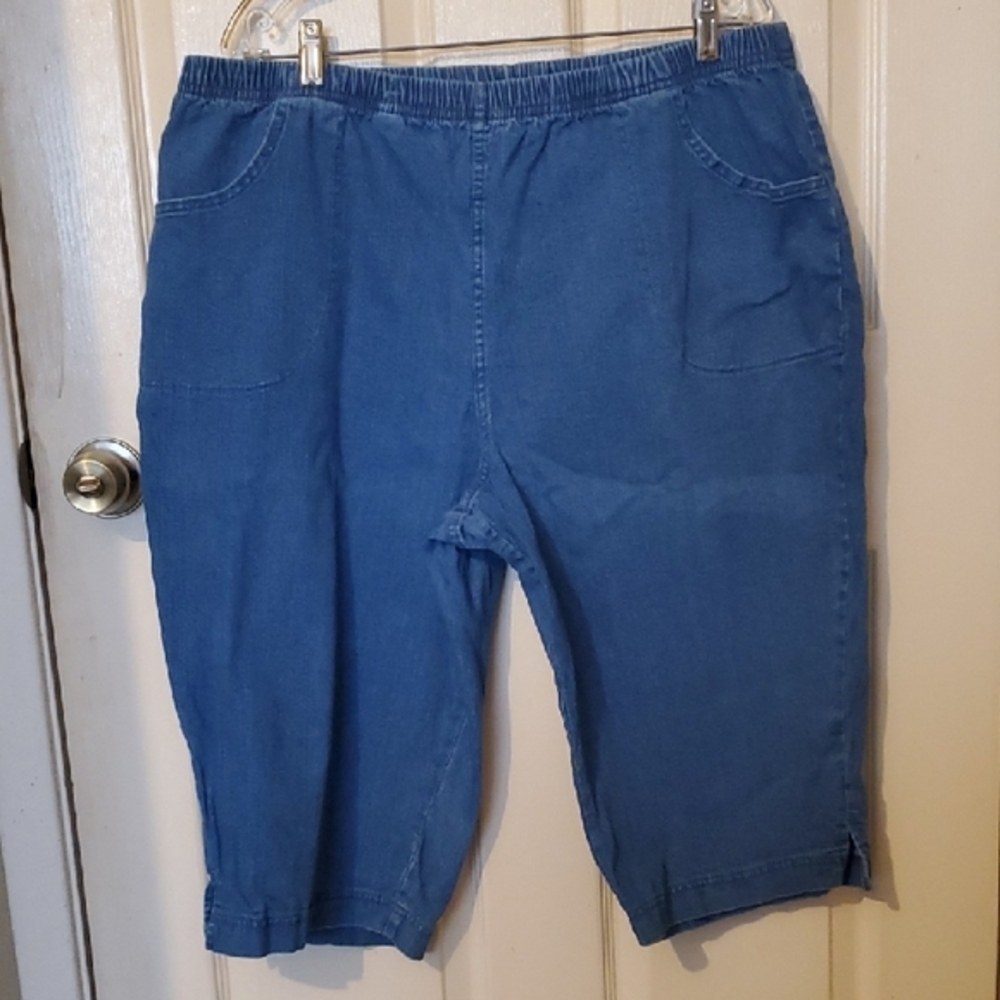 Women's Croft & Barrow Long Blue Jean Elastic Shorts Relaxed Fit Size 3x